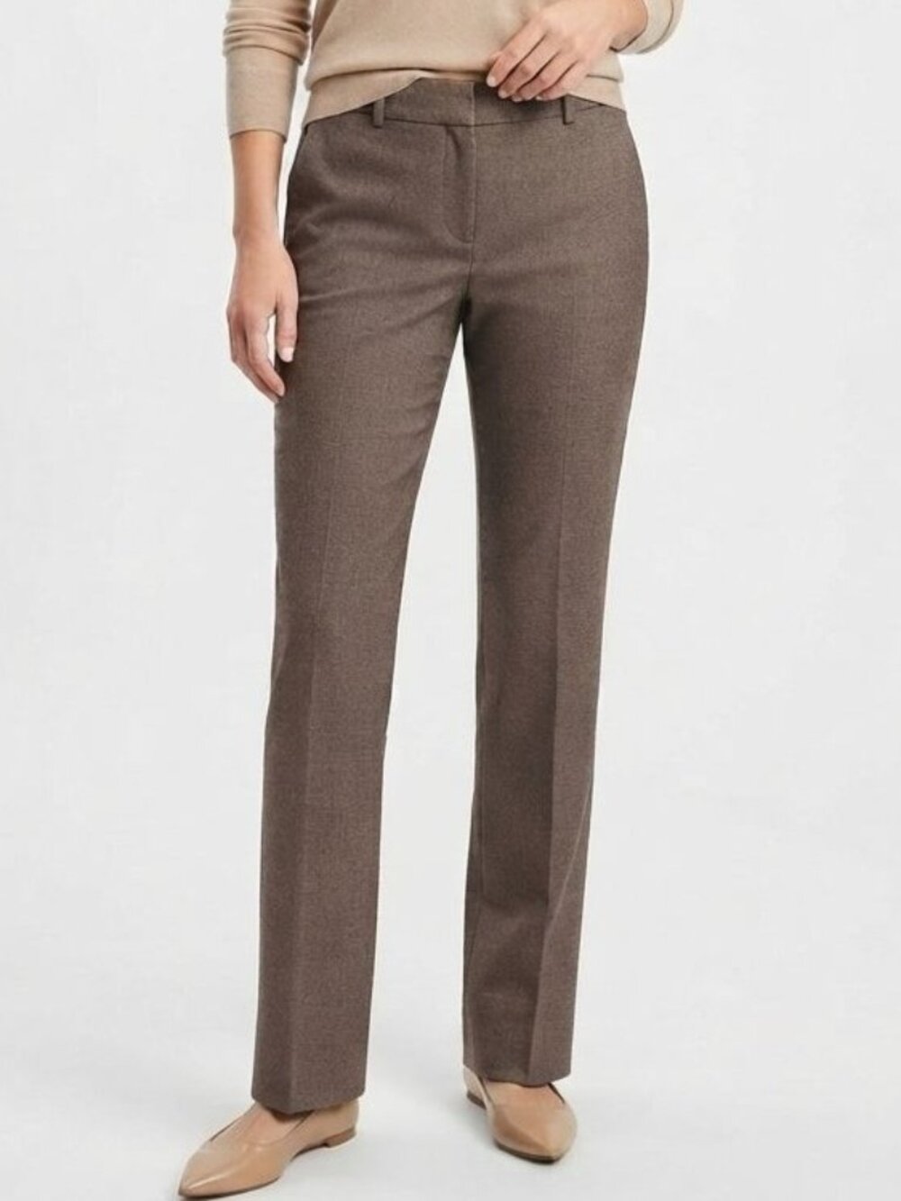 Ann Taylor Wool Blend Dress Pants Size 10 Brown Neutral Workwear Trousers